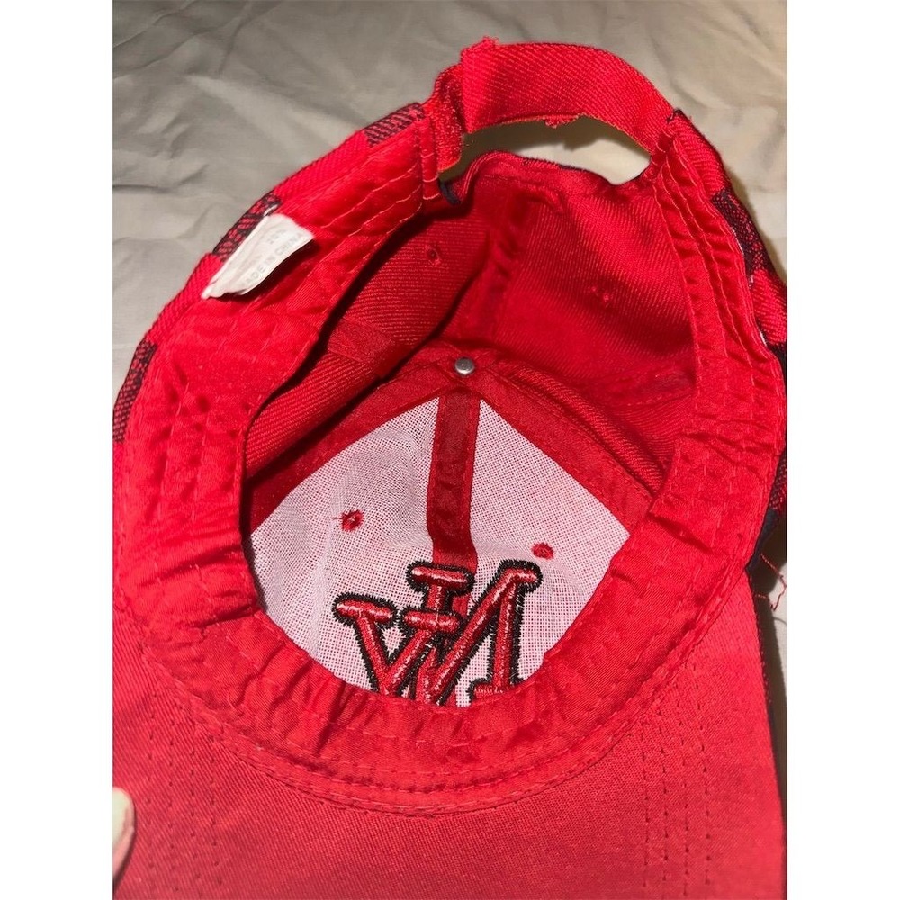 K&B Ethos Red & Black Plaid NY Embroidered Baseball Cap‎ Unisex Adjustable - Picture 3 of 4
